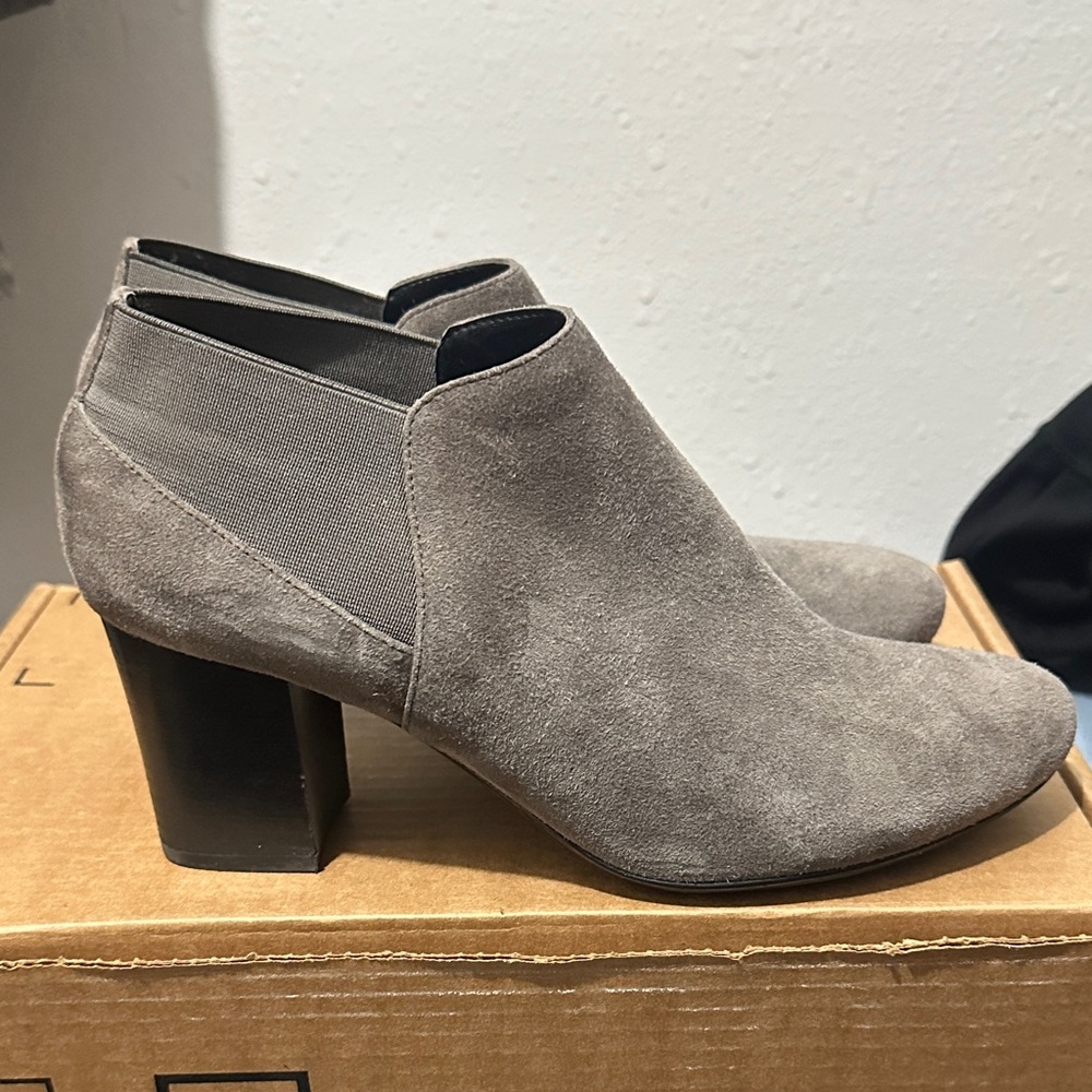 Van Eli Gray Suede Ankle Booties